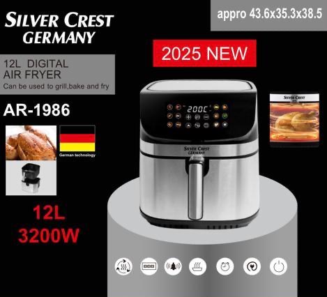 سرخ کن سیلور کرست 1986 - AR - پنل رنگی اج 2025 - توان 3200 وات - 2 المنت - 12 لیتری - پرداخت در محل - تصویر 3