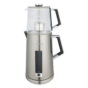 چای ساز روی هم گوسونیک مدل GST-781 نمای اصلی (کتری استیل و قوری شیشه‌ای)